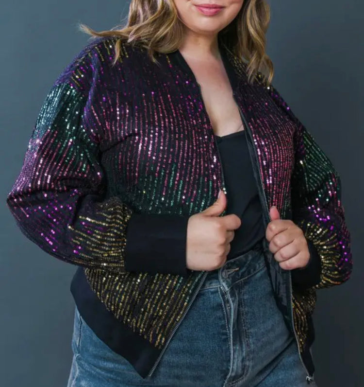 Shinny Tings|Sequin Bomber Jacket