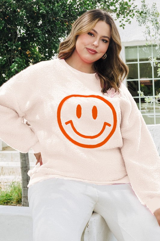 All Smiles|Fleece Sweatshirt Cream