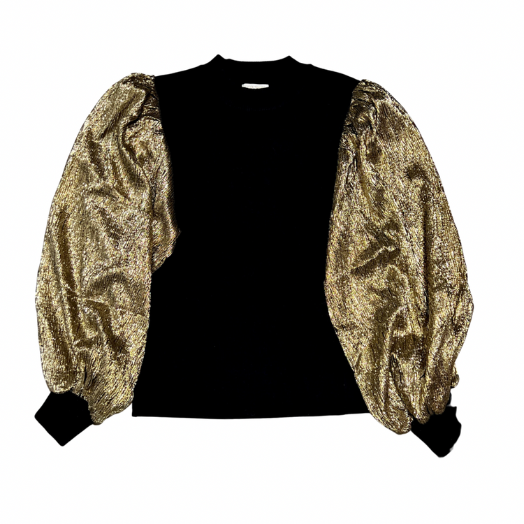 Shimmer Sleeve|Sweater-Black